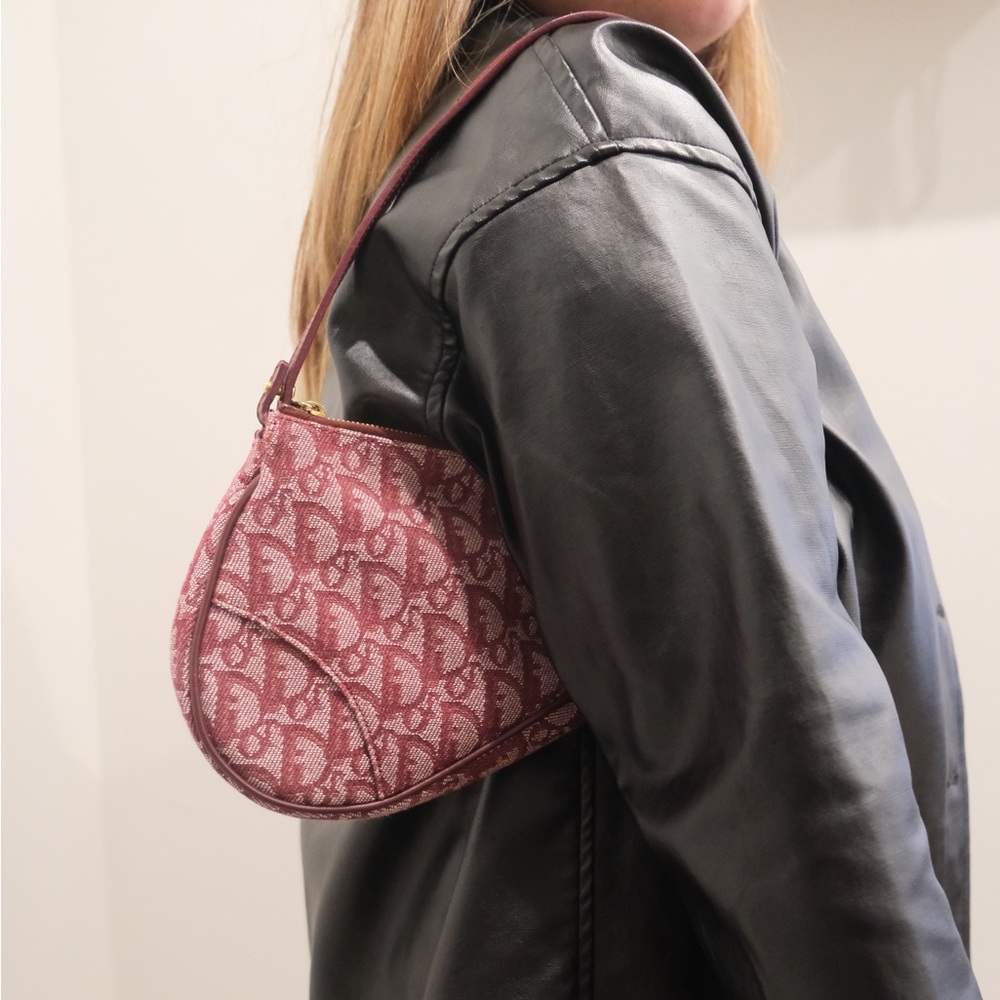 Dior Maroon Monogram Saddle Shoulder Bag - Picture 9 of 11